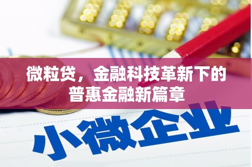 青白江微粒贷，金融科技革新下的普惠金融新篇章